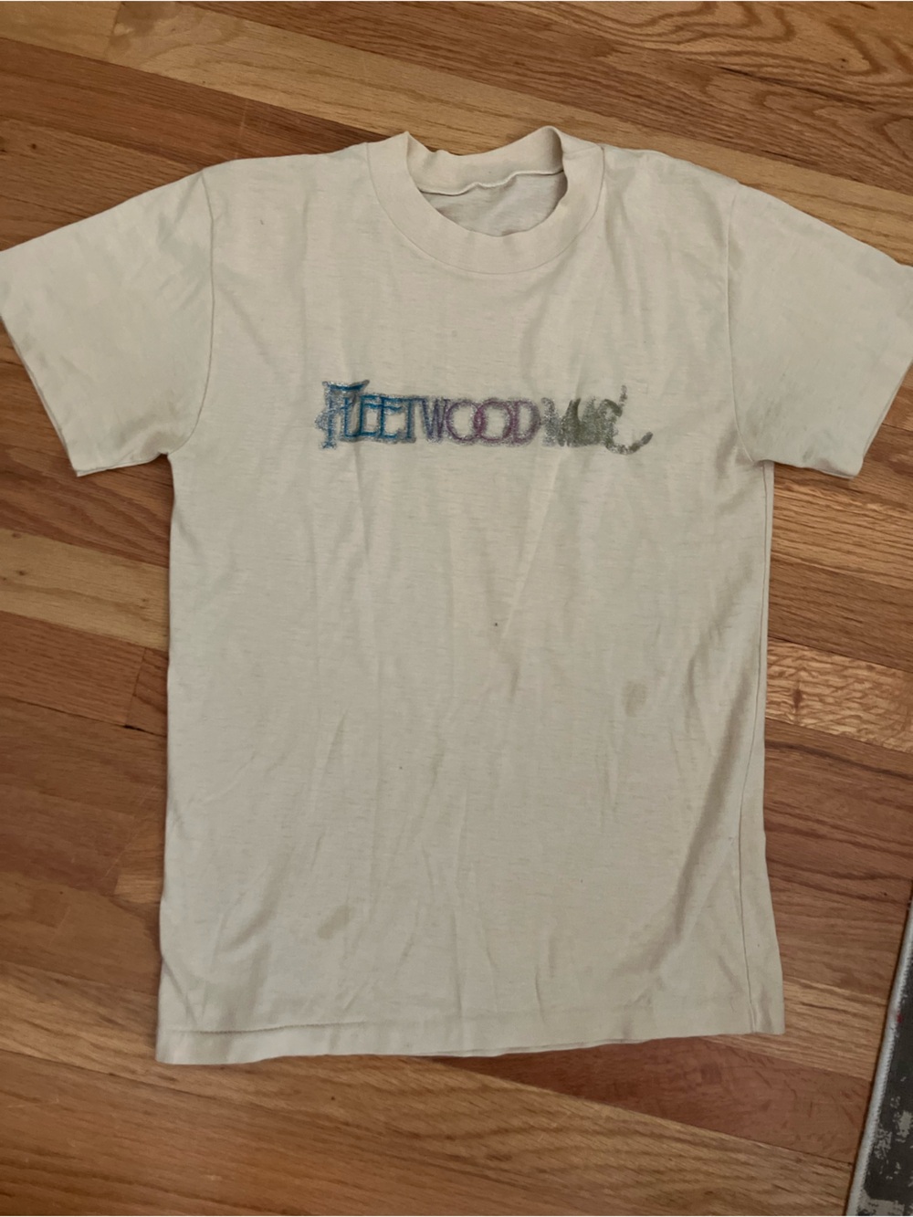 Vintage Fleetwood MacCream Graphic Tee with Faded Rainbow Text